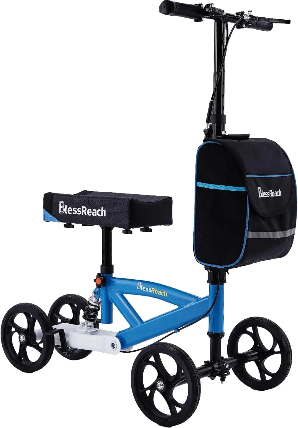 

Самокат-скутер с рулевым управлением для людей с травмами стопы, компактные костыли с двойными тормозами и амортизацией (синий)