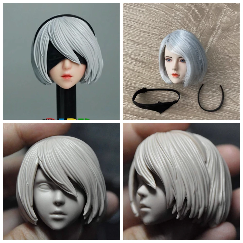 Sister 2B Head 1:6 Scale Model 1 /6 Scale Anime   Female Head Sculpt  Head Carving customize  fit 12''TBl  Action Figure