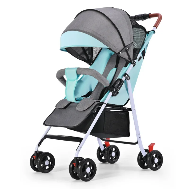 

Baby stroller portable folding can sit on the child's four-wheeled cart with one button to close the stroller