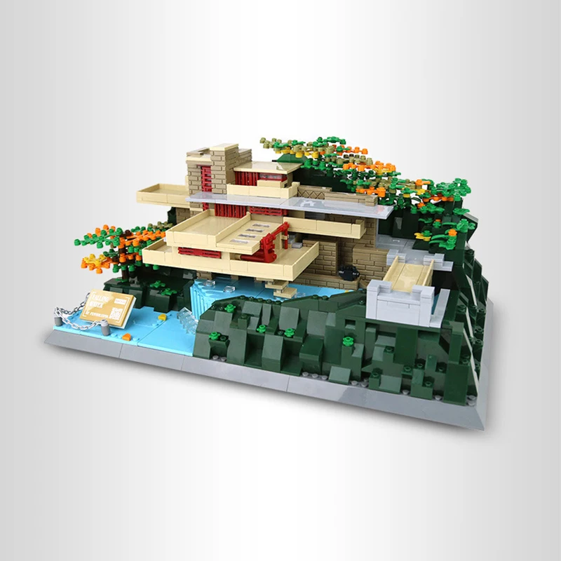 5232 FallingWater House Creative street view Model Building Blocks Pennsylvania Architecture Education Assembly Model Toys Gifts