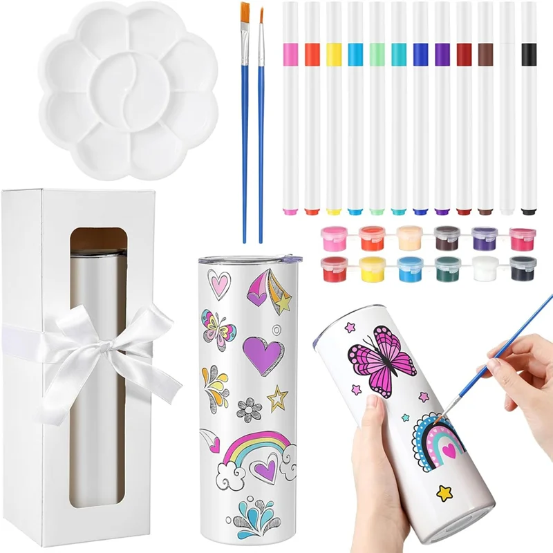 

ABAG Personalized Painted Cup Decorating Kit 20 Oz Sublimation Tumbler Blanks Stainless Steel Insulated Cup With Lid