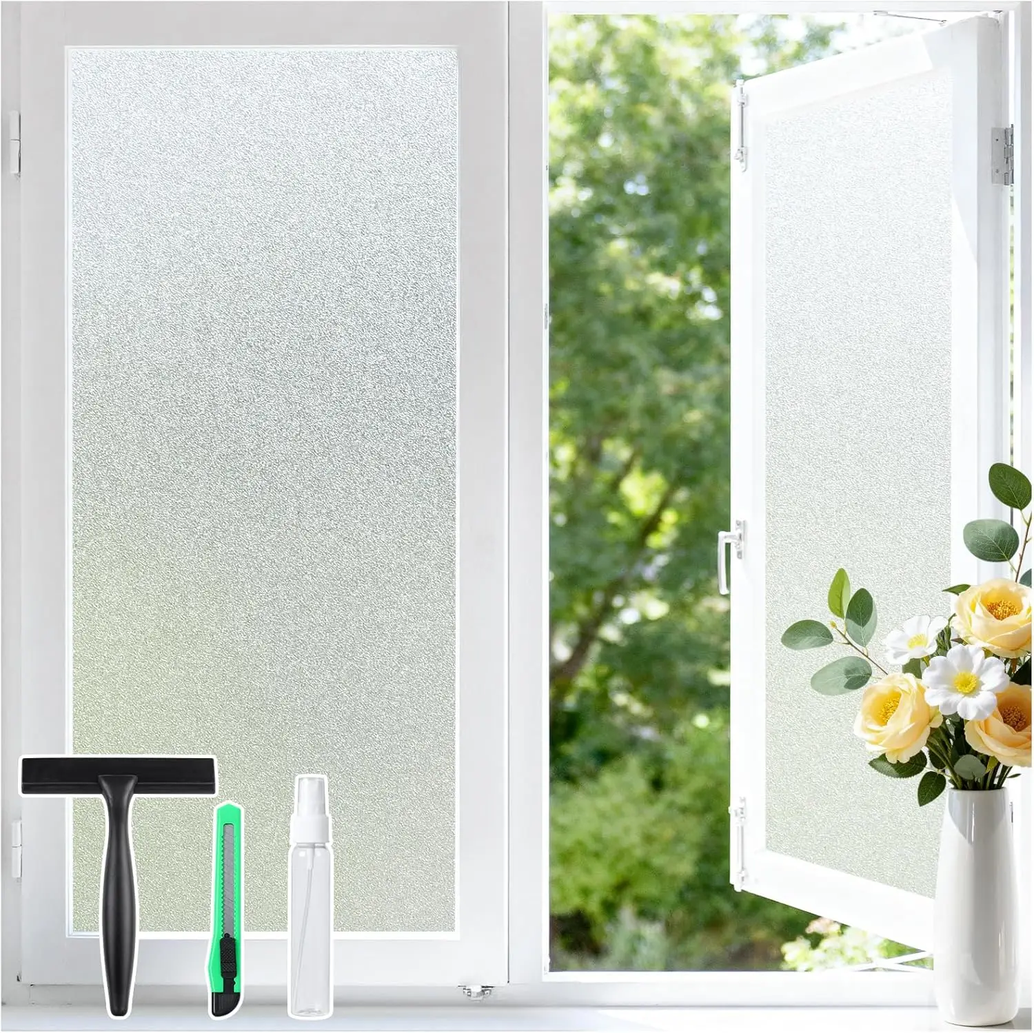 

Frosted Window Privacy Film, Day & Night, Peel & Stick, 35.4" x 157.4"