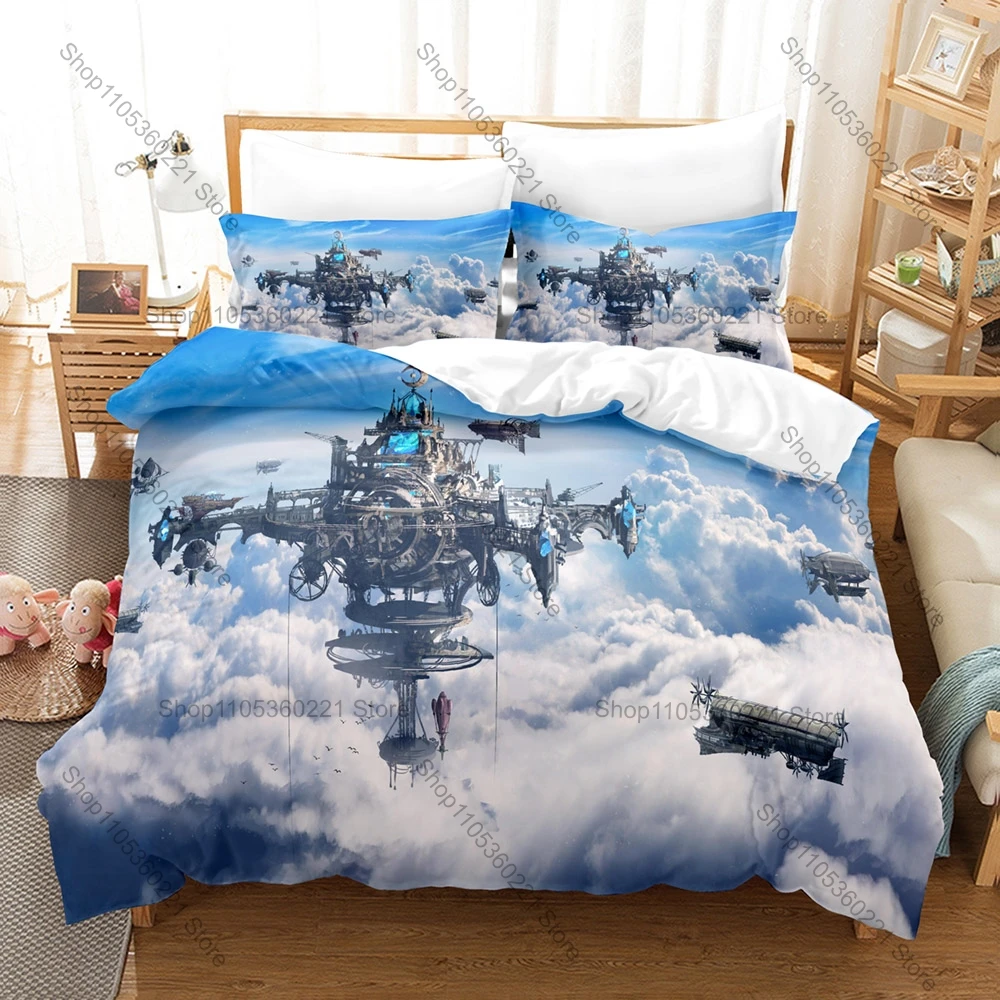 Steam Prison Bedding Set, Duvet Cover & 2 Pillowcases, Retro Steam Style Pattern Breathable Fabric All Season Use