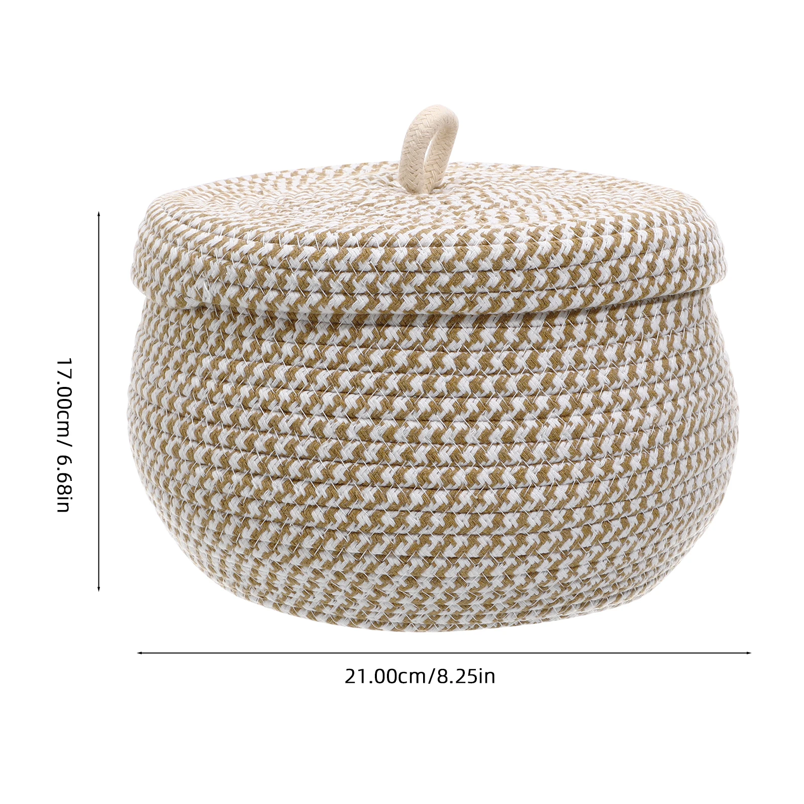 

Round Woven Storage Basket With Lid Cotton Rope Organizer Decorative Bin For Home Kitchen Bathroom Magazines Spices