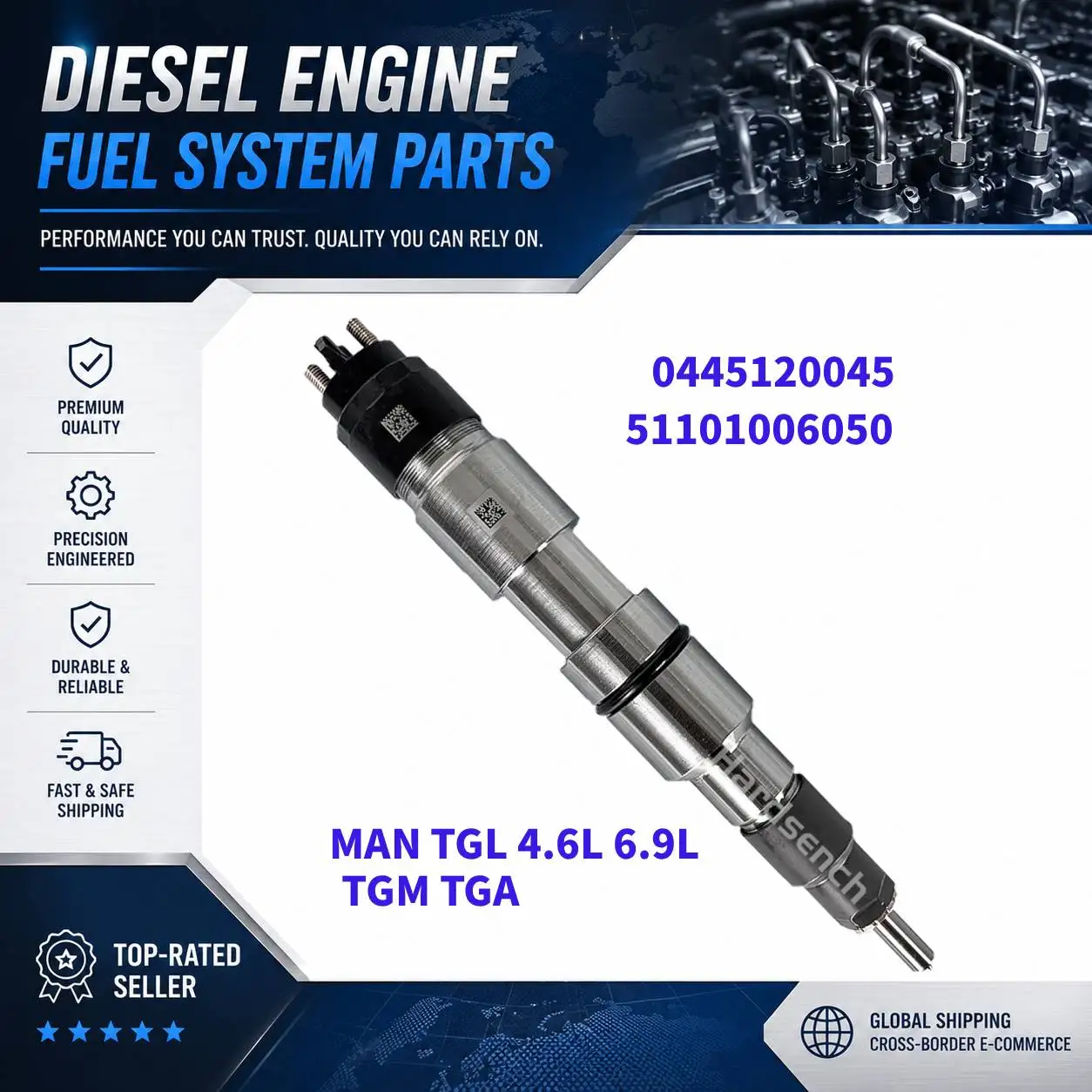 0445120045 diesel injector bomba de Inyector 51101006050 MAN TGL 4.6L / 6.9L Diesel  TGM