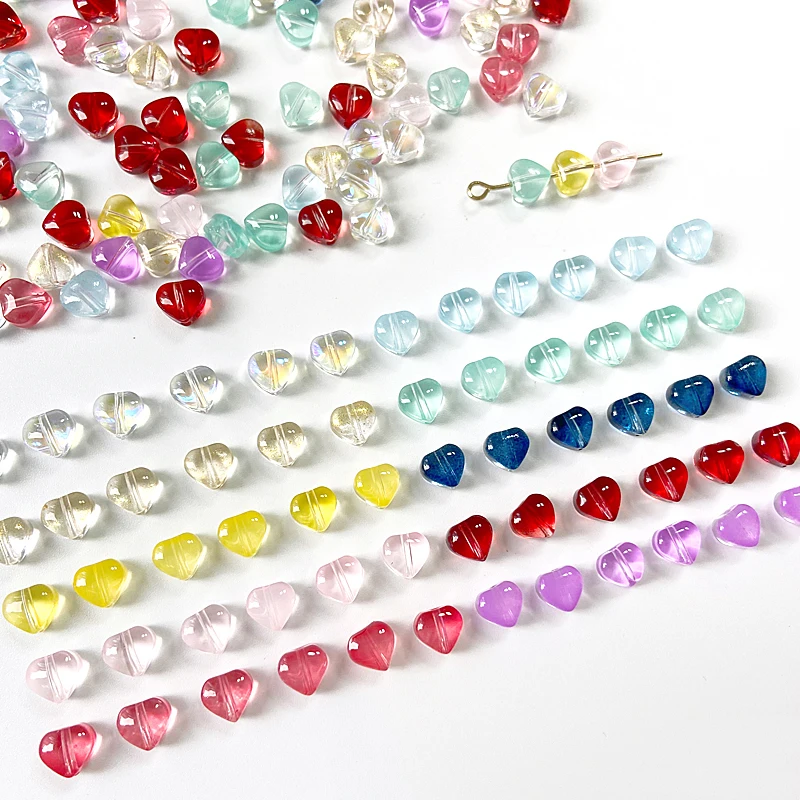 Cuentas de cristal transparente en forma de corazón, abalorios espaciadores de cristal checos de 6mm para hacer joyas para parejas, manualidades, collar, pulsera