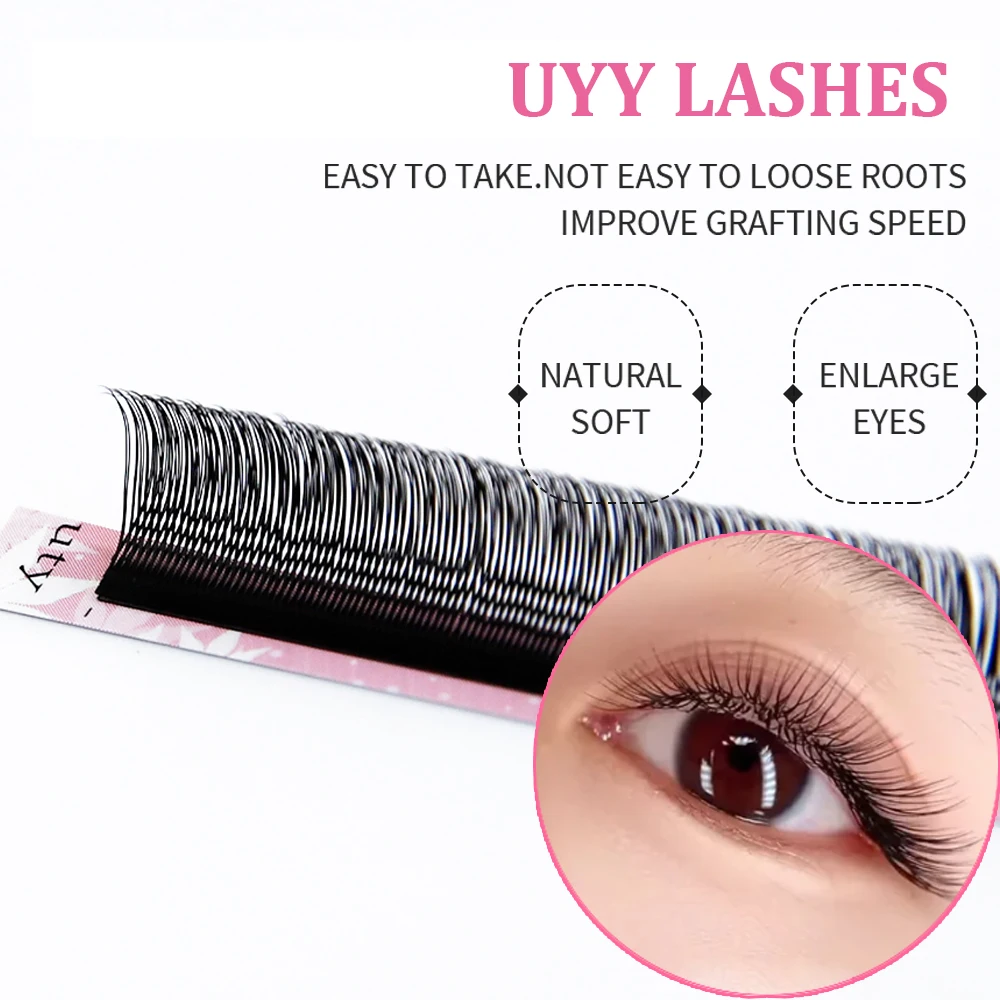 رموش YY على شكل حرف U تمديد 2D UY طبقة مزدوجة U Sahpe YY رموش فائقة النعومة رموش بالمنك الصناعية مراوح مسبقة الصنع