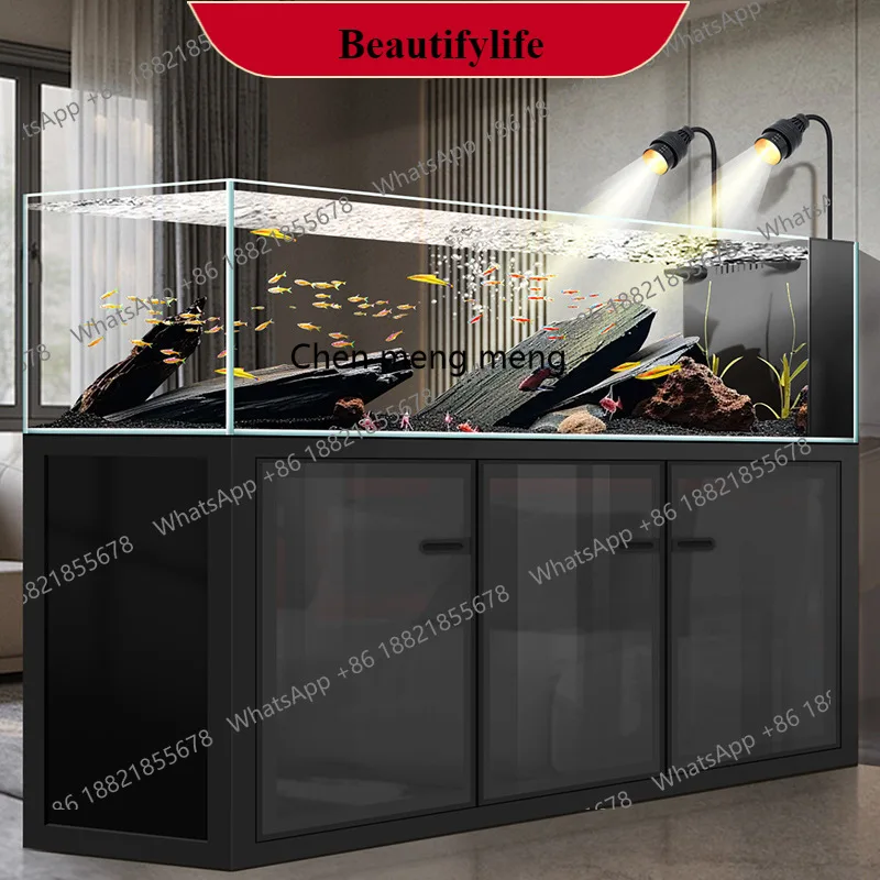 

G153 Stream tank ultra-white creative landscaping bottom filter living room industrial wind fish tank aquatic plant tank large