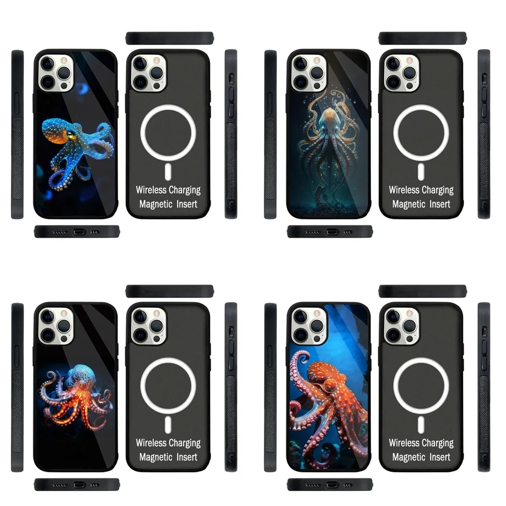 

Marine Life Ocean Octopus Phone Case Strong Magnetic For IPhone 15,14,13,Pro,Max,Plus,11,12,Mini For Magsafe Wireless Charging