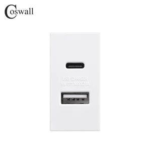 Coswall-E45 and P45, E45, White and Black, 45x22.5mm, Type-C and A, Dual USB, DC 5V, Module 2A Max, DIY, CA 100-240V charger 8 Main Sales Black Taking - №8