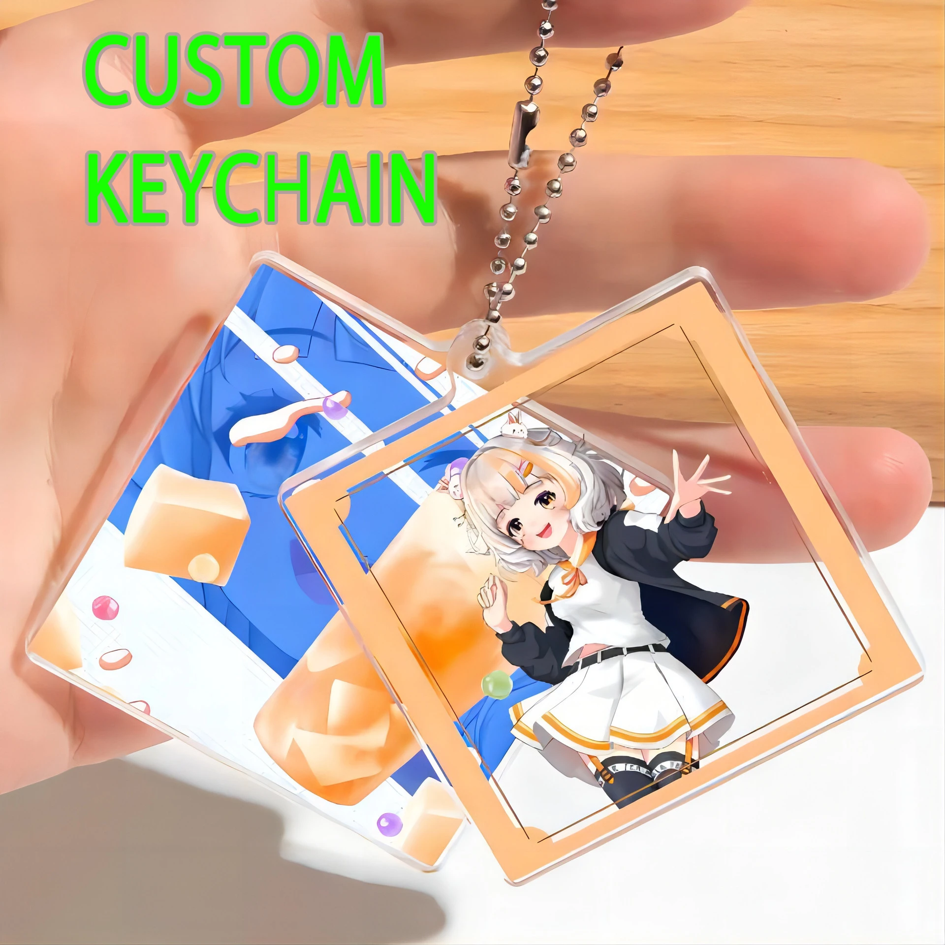 Keychain Custom Anime Personalizados Photo Charm Logo Key Chains Customized Clear Acrylic Hologram Chaveiro Products