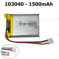 1-10PCS 3.7V 1500mAh 103040 Polymer Lithium Rechargeable Battery JST PH 3pin 2.0mm Plug For MP3 GPS DVD Rrecorder Headset Camera