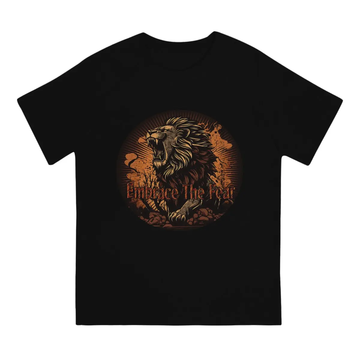 Embrace Newest TShirt for Men The Fear Lion Round Collar Basic T Shirt Hip Hop Gift Clothes Streetwear