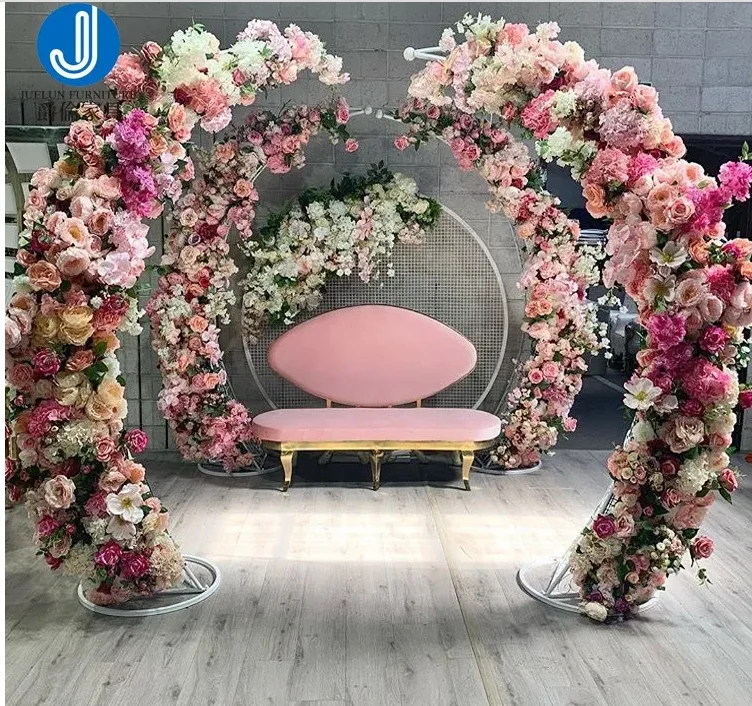 2PCS Romantic Flower Row Arch Floral Display Frame Stand  Wedding Background Welcome Banner Aisle Decoration Party Backdrop Rack