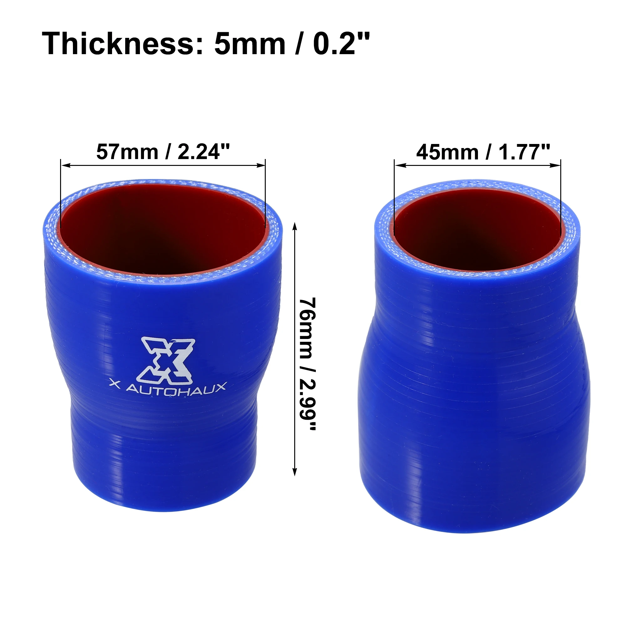 UXCELL 45–76 mm 45–63 mm 45–70 mm 45–57 mm 60–76 mm 70–76 mm Innendurchmesser Silikonschlauchkupplung Ladeluftkühlerrohr für Auto 76 mm