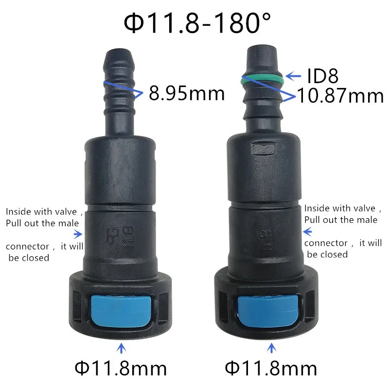 11.8mm ID8 8mm auto plastic Fuel line quick connector with valve fuel filter for car 2 pcs a lot