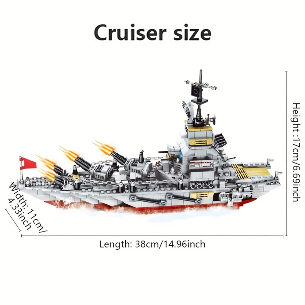 1068PCS Military combination  Building Kit, All in 1 Cruiser Ocean Ship Building Blocks Set with Warship Gifts for Toys Boys Kid