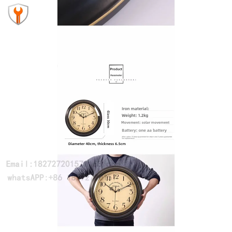 American 2025 new living room clock, light luxury, retro, antique style, high-end feel, hanging watch