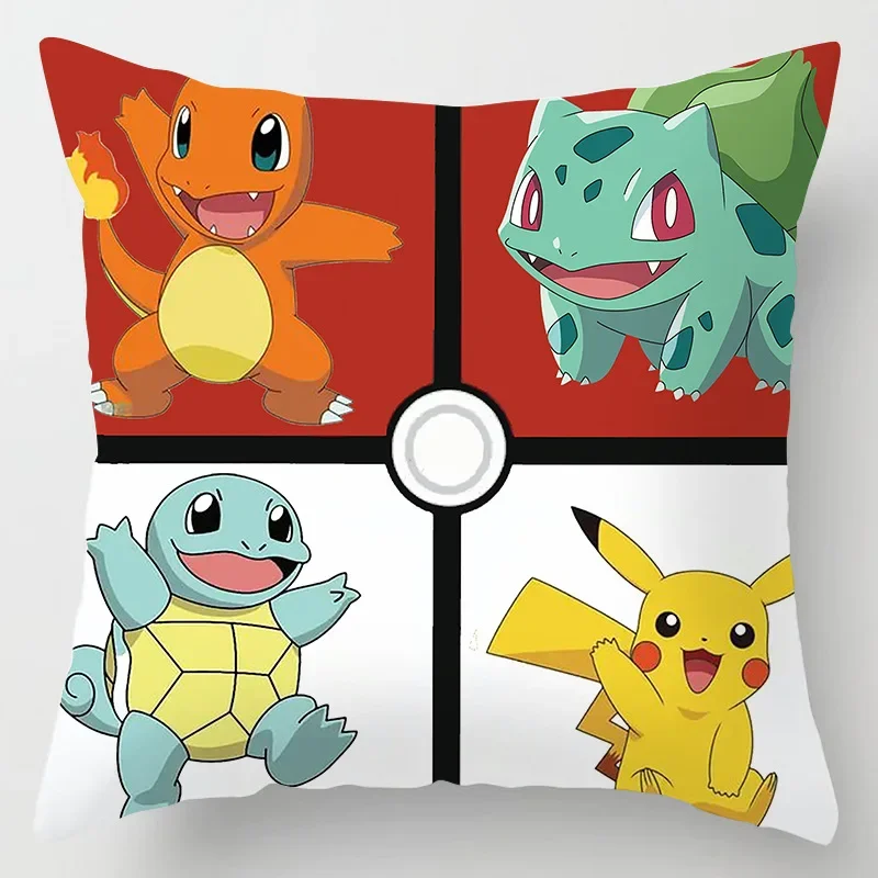 Pokemon Anime Cushion Cover 45x45cm Pikachu Decor Sofa Pillow Cover Charmander Psyduck Anime Figure  Cartoon Pillowcase