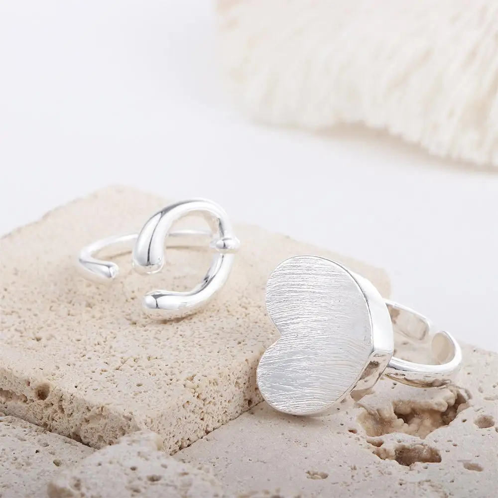 

Delicate Trendy Girls Metal Curve Cool Style Simple Women Finger Ring Love Heart Ring Fashion Jewelry Korean Style Open Ring