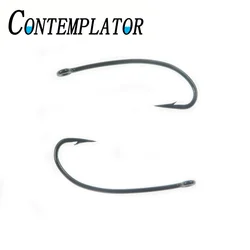 CONTEMPLATOR 50pcs Curved Shank Nymph Fly Fishing Hook 3X Long Multi-use 6/10/14/18/22# Fly Tying Hooks Stonefly Nymphs Hoppers