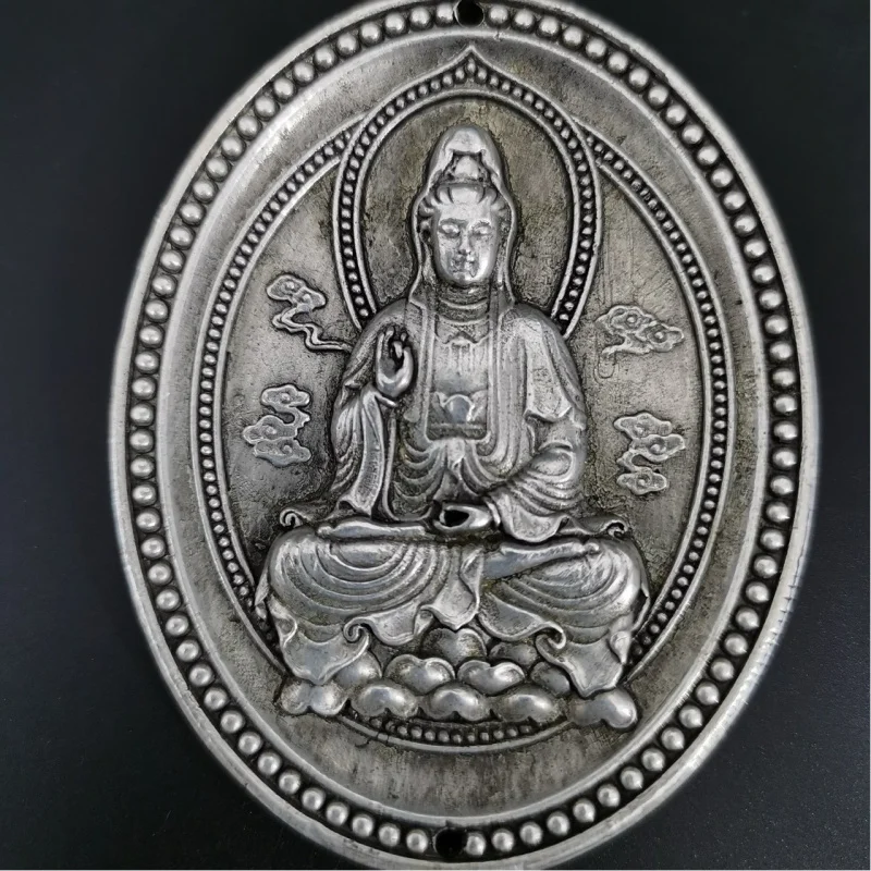 

Antique-style Craft Guanyin Pendant White Copper Silver Plated Guanyin Small Pendant Street Vendor Supply