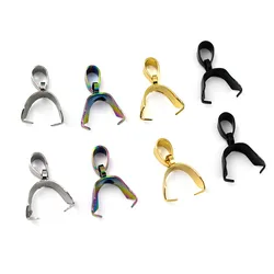20-10Pcs/Lot Stainless Steel Pendant Clasp Pinch Bail Clips Hook Connectors Gold Color for Necklace DIY Handmade Jewelry Making