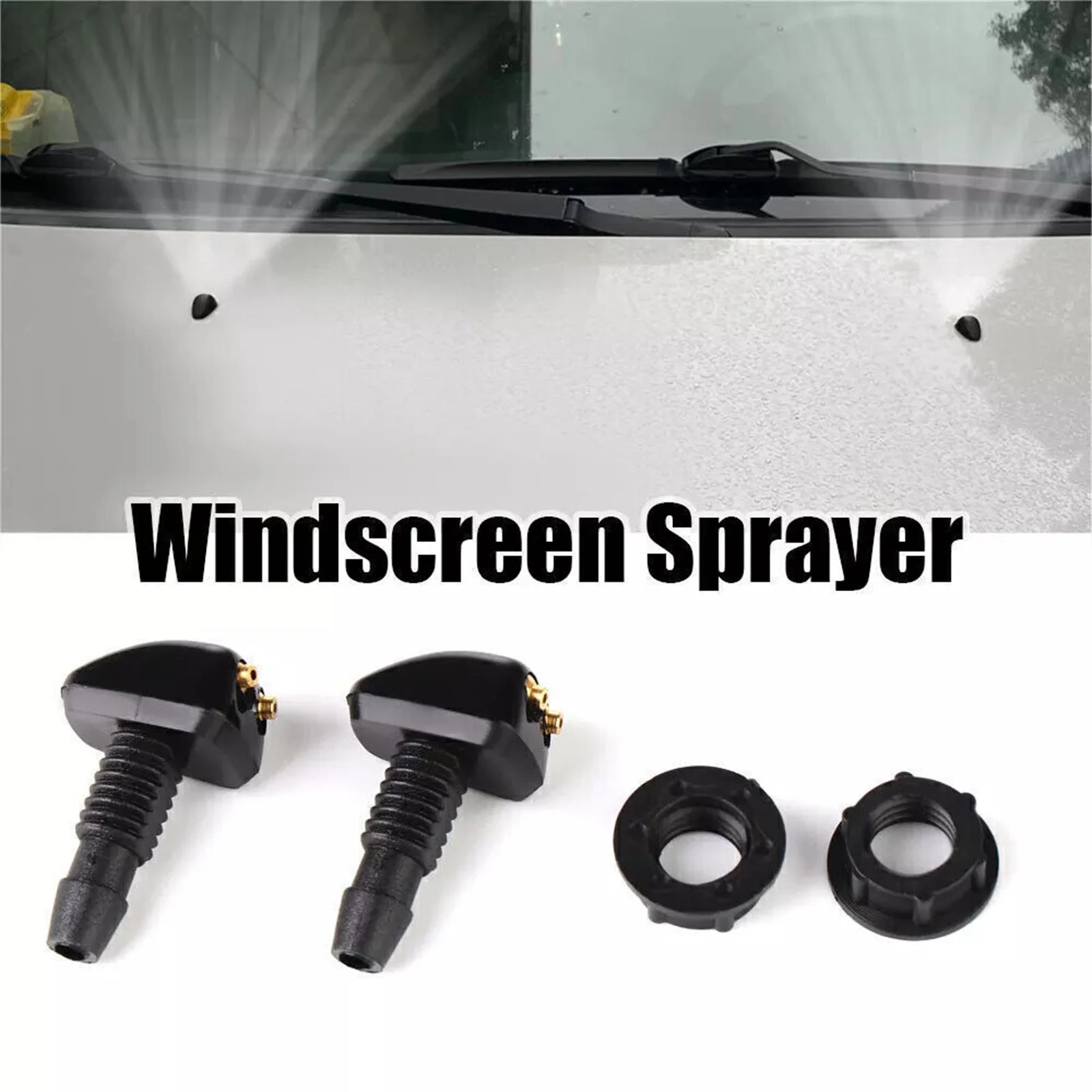 2Pcs Car Front Windshield Washer Wiper Nozzle Sprayer Universal Fit For Most Car Models Auto Accessories Replacement Repair Part