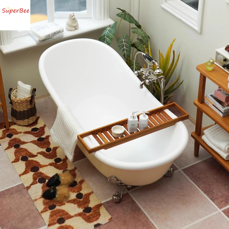 

Dollhouse Mini Tub/Carved Bathtub Model for Doll House Miniature Bathroome Items Furniture Decoration Accessories Children Gifts