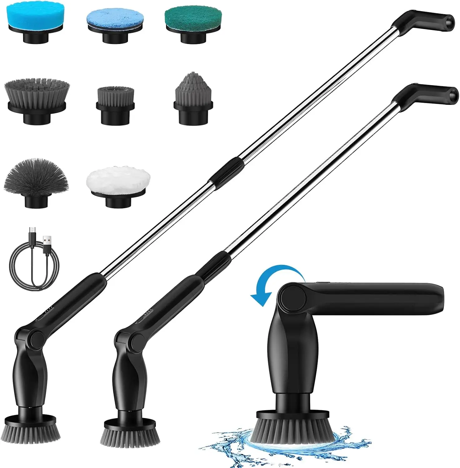 8 In 1 Adjustable Angle Electric Cleaning Brush Wireless Adjustable Bathroom Kitchen Cleaning Tool