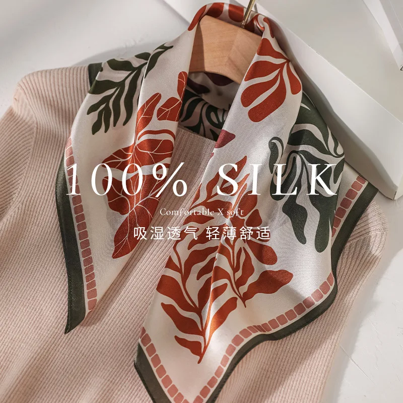 

100% Real Silk Scarf Highgrade Hairband Scarfs Headscarf Fabric Ribbon Bandana Handkerchief Women Luxury Travel Decor Hijab