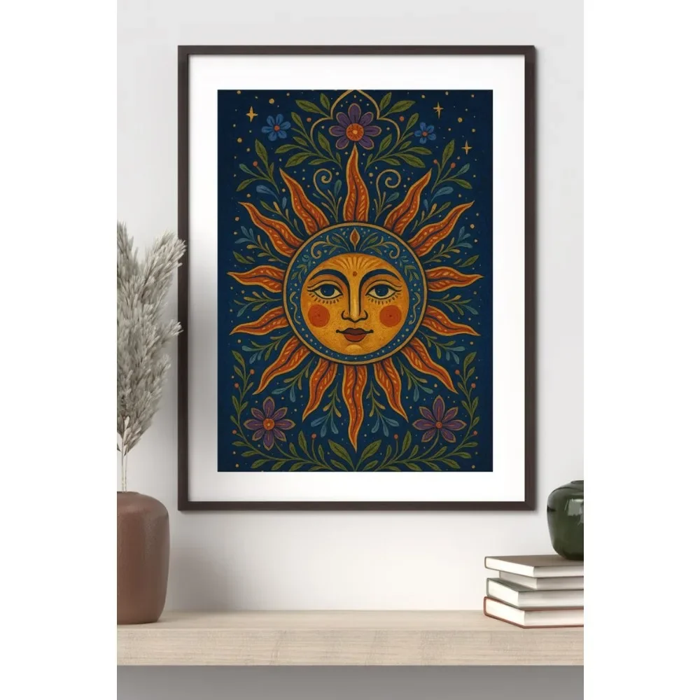 Frameless Celestial Three-person Poster Printing, Sun, Moon and Stars Wall Art, Digital Download, Living Room Bedroom Decoration 3
