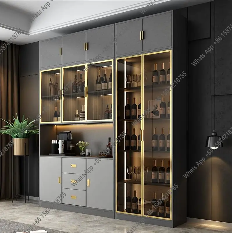 

Bar Furniture Wooden Display Wine Cabinets Kitchen Storage Living Room Wall Wine Cabinets Racks Liquor Mueble Licorera Cabinets