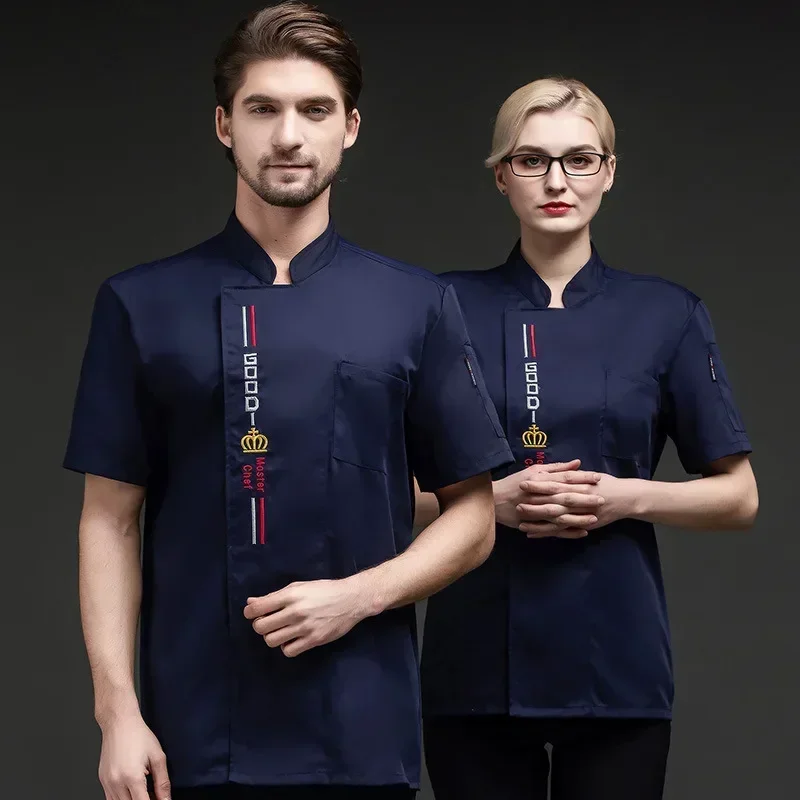 Uniforme de chef de cozinha, hotel, restaurante ocidental, jaqueta de cozinha, panela quente, serviços de alimentos, manga curta, padaria, catering, macacão de trabalho
