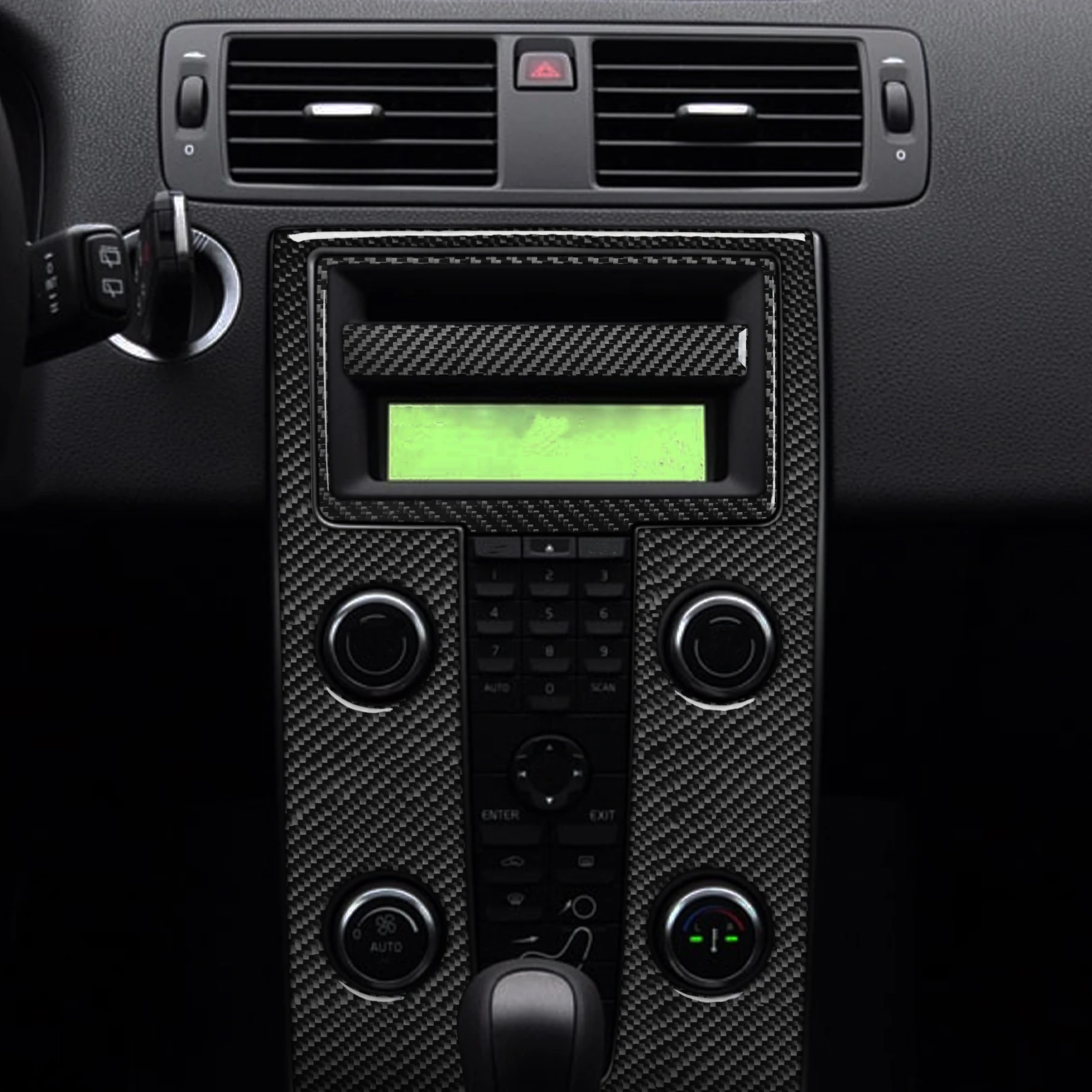 For Volvo S40 V50 2004-2011 C30 2006-2013 Carbon Fiber Central Console AC Radio CD Screen Panel Trim Set Car Accessories Sticker