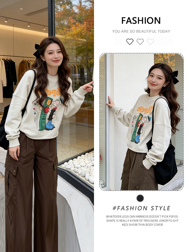 

Ladies' Sli Loose Fitted Printed Hoodie Spring 2026 New Unique ort Top Comfortable Casual Wear round Ne Long Sve