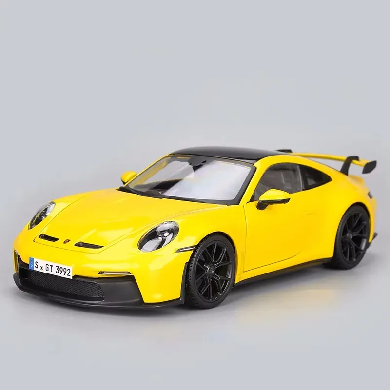 Maisto 1:18 Yellow 2022 Porsche 911 GT3 racing edition die casting alloy car model Art Deco Collection Toy tools gift factory