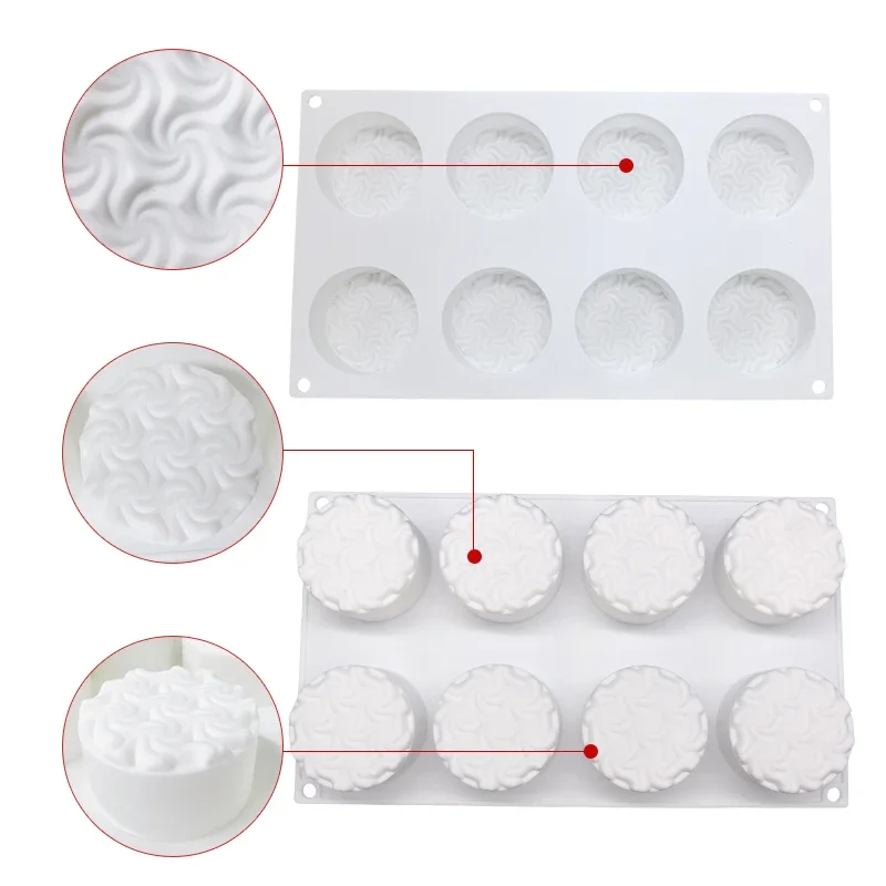 8 Flowers Cake Mold For Baking Dessert Art Mousse Silicone 3D Mould Silikonowe Moule Valentine's day Wedding Decoration