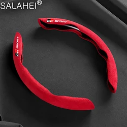 Suede Leather D-shaped Round Car Steering Wheel Cover For Toyota GR GAZOO RACING Toyota Yaris Auto Accessories Seasons Universal