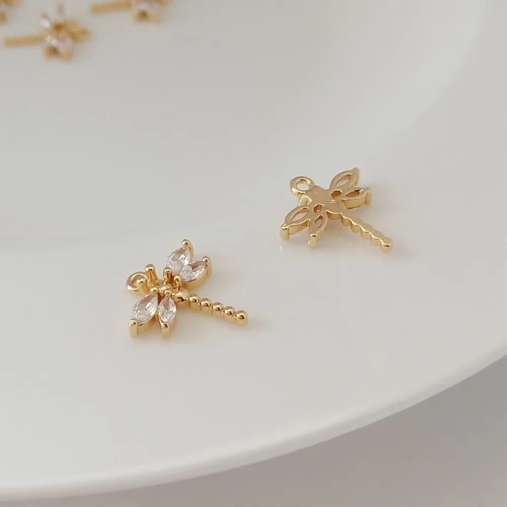 إكسسوارات مطلية بالذهب عيار 14 قيراط، قلادة اليعسوب الزركونية، قلادة، سوار، قلادة، مواد مجوهرات يدوية الصنع