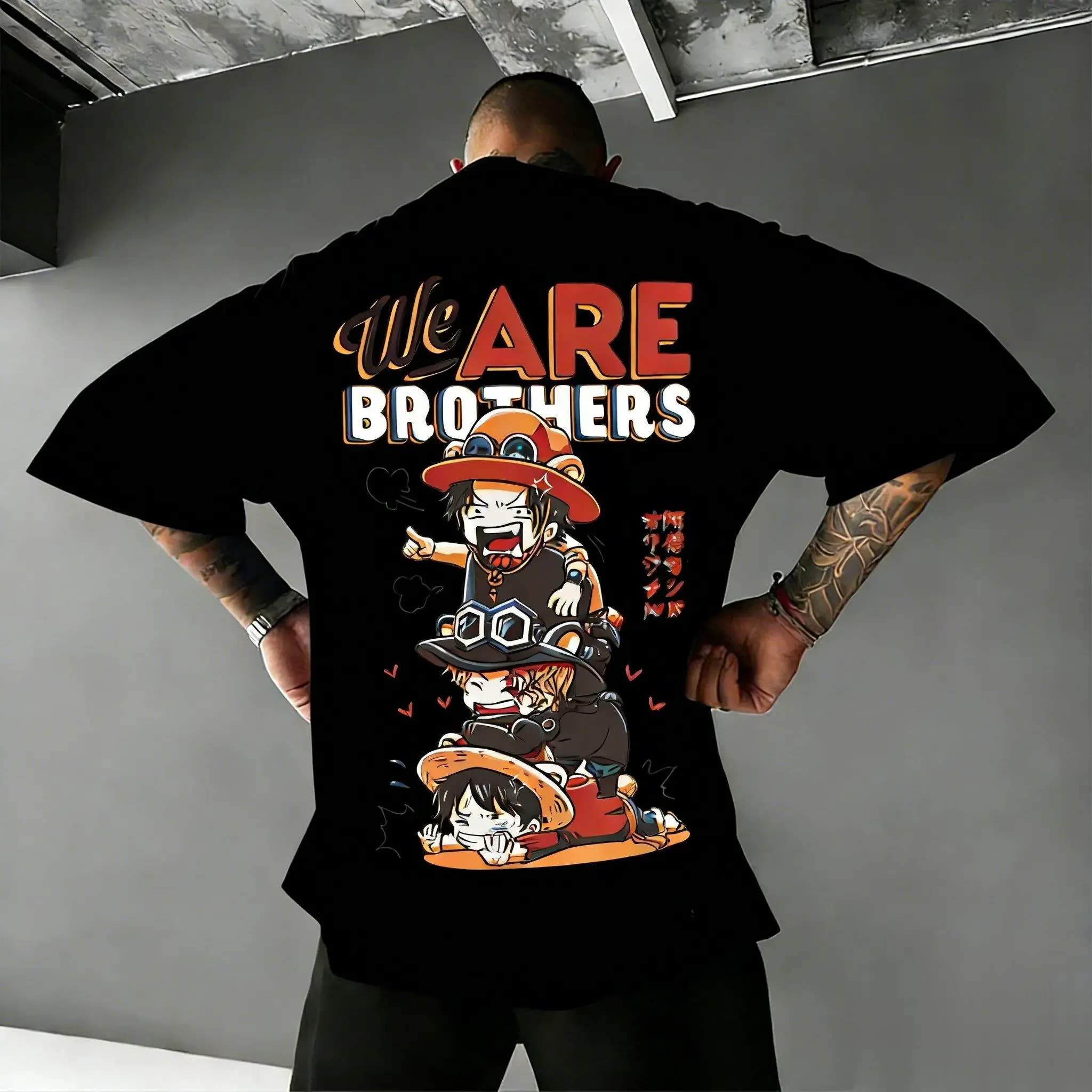 2026 New One Piece Ace Luffy Brothers Anime T Shirt Men Women Cotton Graphic Tee 2026 Summer Streetwear Casual Tops Y2k