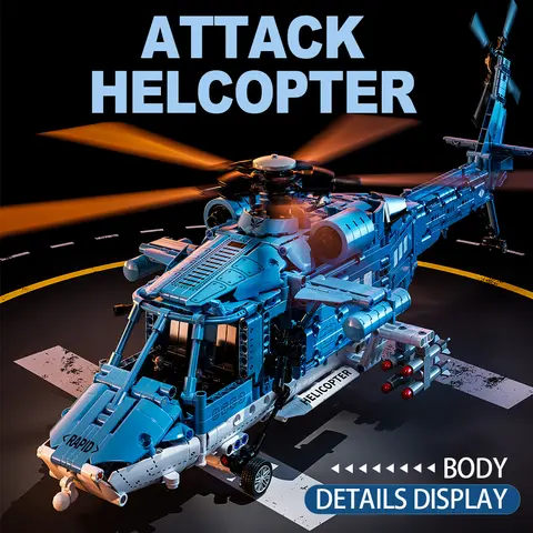 1711PCS FAI DA TE Attacco Elicottero Building Blocks Set Esercito Aereo Militare Fighter Kit Mattoni di Montaggio Giocattoli Per Bambini Regali di Festa