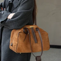 Autumn Winter Women's Cow Genuine Leather Tote Bag Suede Commuting Cowhide Handbags Large Capacity Designer Luxury Velvet Bags - Image 2
