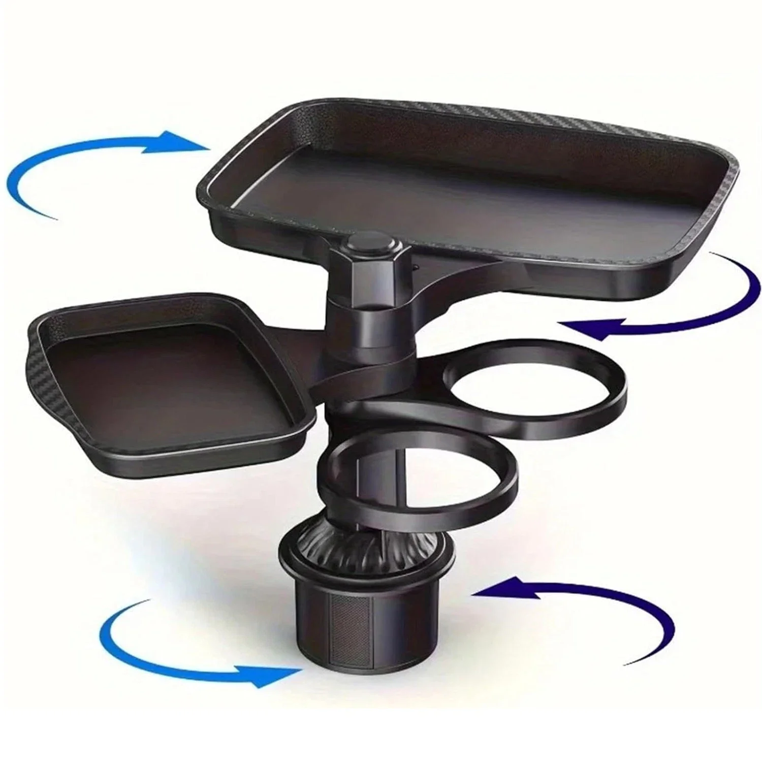 3-in-1 Detachable Car Cup Holder Tray-Expandable Food Table with 360° Rotating Design,Sturdy Base for Long Road Trips Table Tray