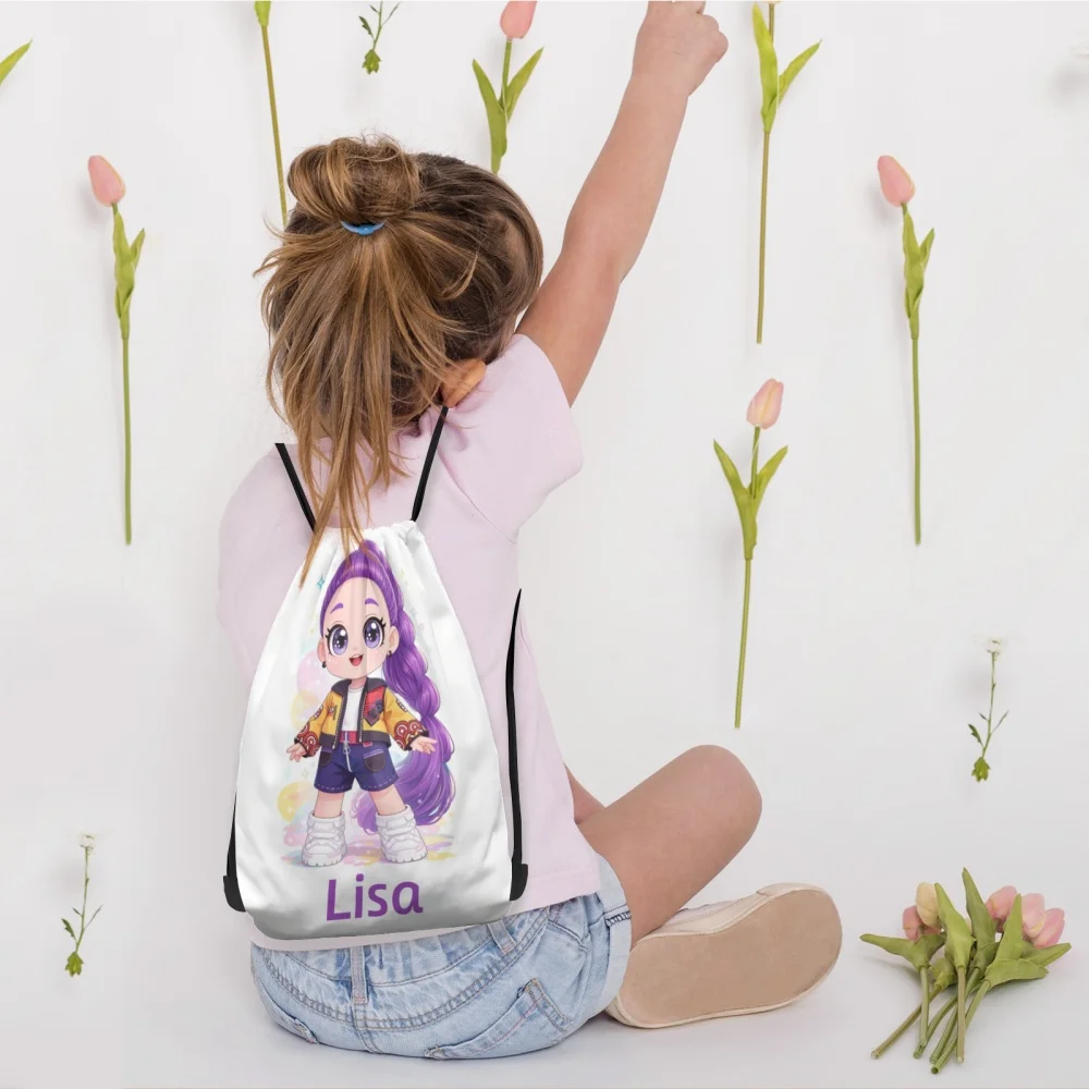 Personalized Text Drawstring Backpack Custom Name Sports Gym Bag Lightweight Travel Shoulder Bag Daily Storage Gift Bag 3 Sizes