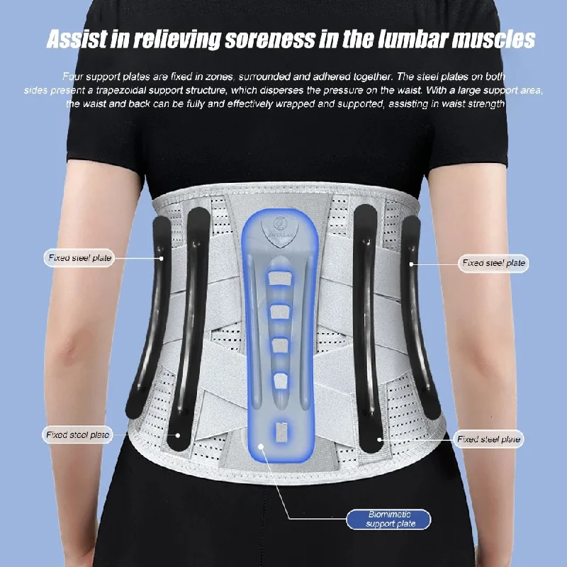 Back Brace for Lower Back with 3D Lumbar Pad, Lumbar Support Belt with Biomimetic Widened Back Support Bar, for Herniated Disc