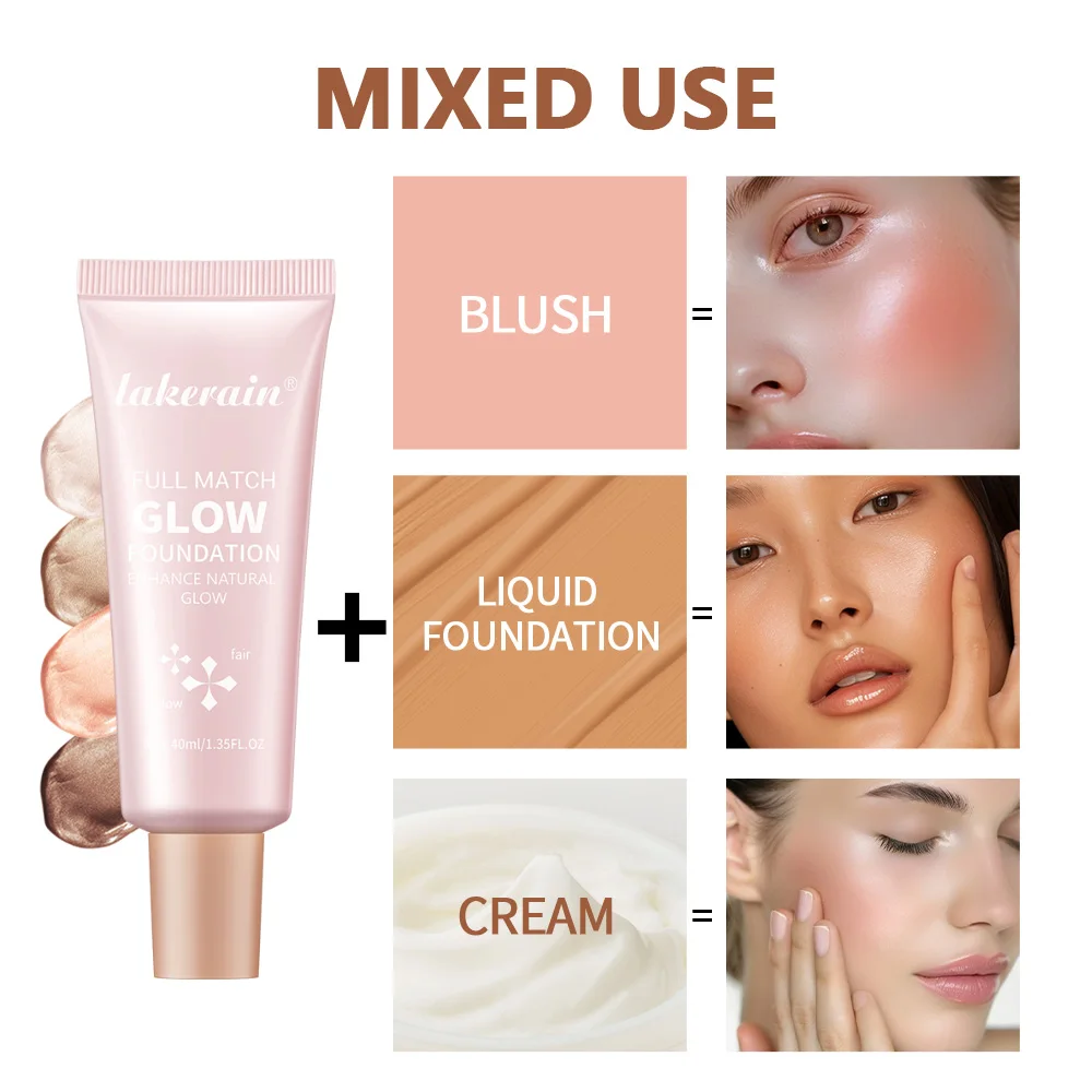 

Glossy Liquid Foundation Long Lasting Oil-Control Face Foundation Full Coverage Concealer Waterproof Contour Makeup For Women