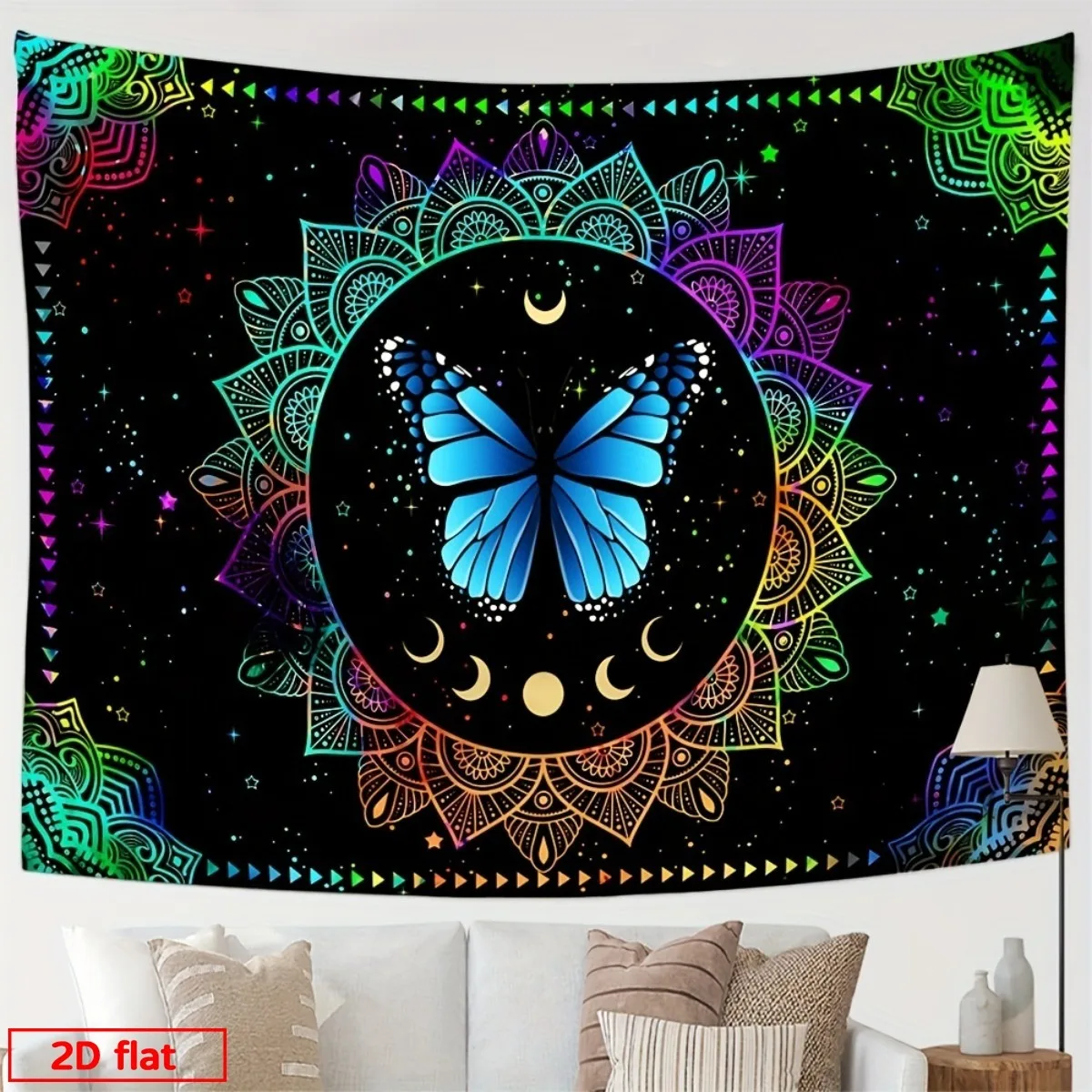Boho Mandala Butterfly Tapestry Wall Hanging Boho Chic Macrame Decor for Festival Home Art