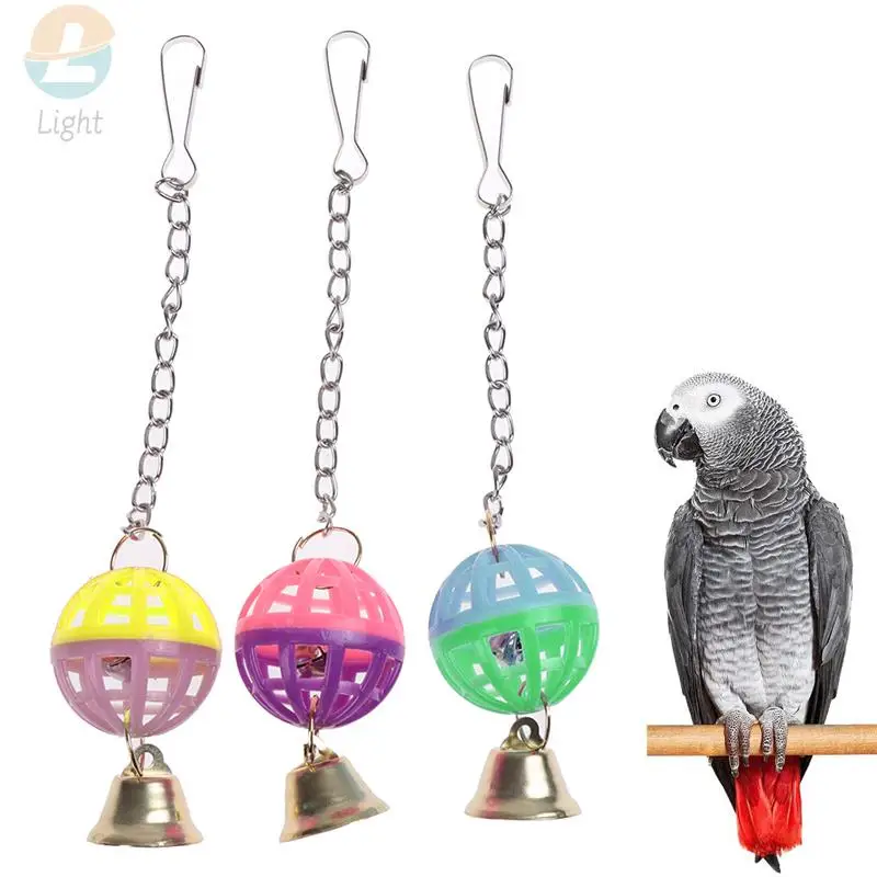 Plastic Ball Bell Bird Toys Colorful Pet Parrot Swing Toys African Grey Budgie Parakeet Cockatiel Lovebird Cage Parrot Toy