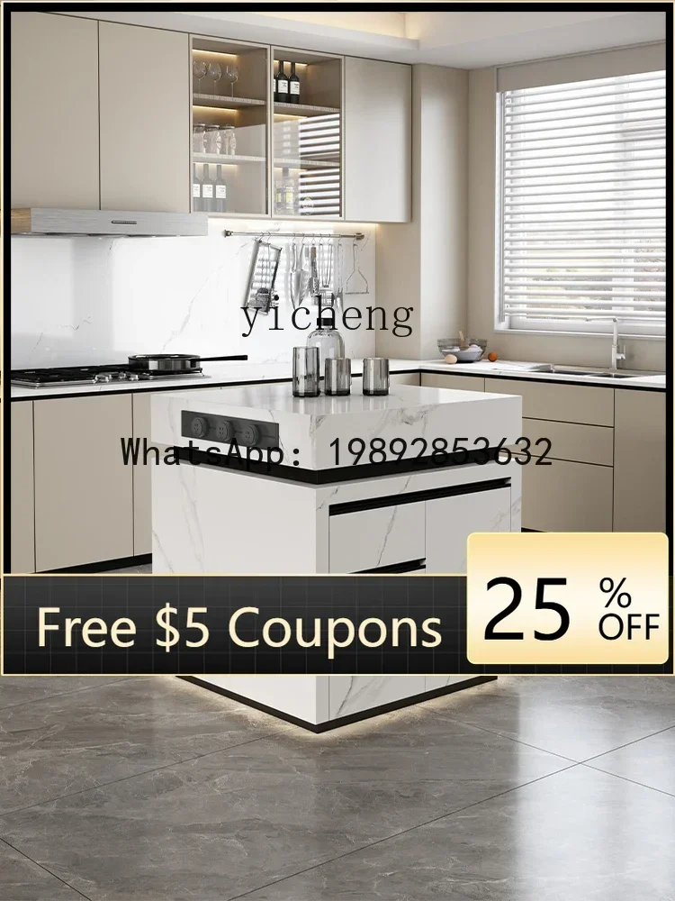 YFY  Island Cabinet Freestanding  Home Table  Table Integrated Narrow Edge  Inverted Cabinet